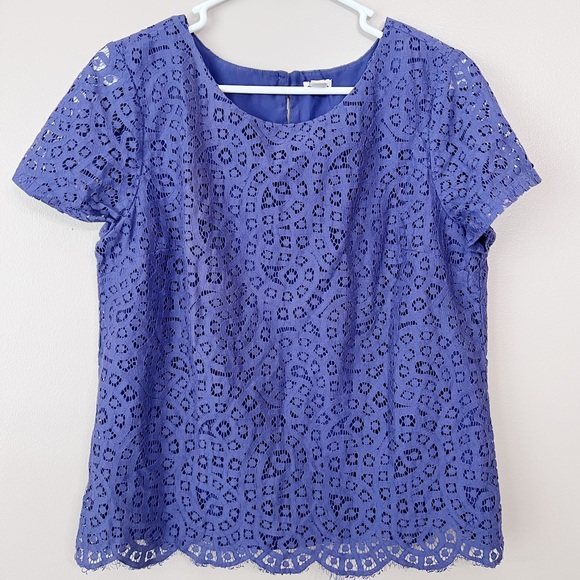 J.Crew Factory Navy Eyelet Blouse - Picture 1 of 7